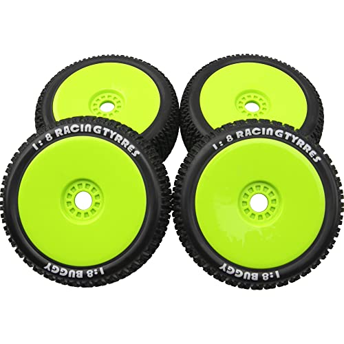 12mm to 17mm Metal Wheel Hex Adapter Converter & OD 4.52" 1/8 RC Buggy Rubber Tires Tyre w/Plastic Rim 17mm Hex