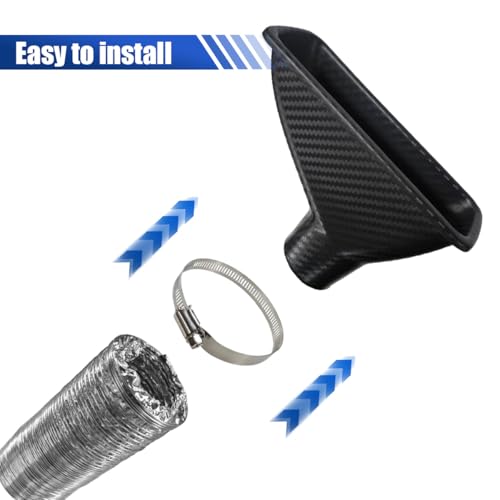 Craedli Carbon Fiber Car Air Intake Duct, Square Car Front Bumper Brake Air Intake Pipe with Extendable Flexible Hose and Hose Band, Universal Automotive Modified Replacement for Most Cars(Square) - size: Square
