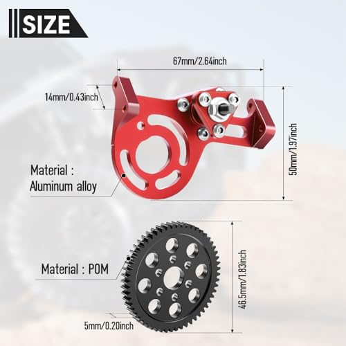 GLOBACT 30% OD Transmission Set with Delrin Spur Gear for Axial SCX10 Capra | Forward Motor Mount Set