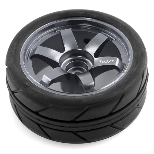 REDSPIDER • Aluminum 1/10 RC Drift Wheels 12mm Hex for 1:10 Rally Racing Car Tires Tamiya TT01 TT02 XV01 TA06 A959 PTG2 HPI KYOSHO HSP PTG2 Touring Street Tyres 4pcs (Titanium) - color: Titanium