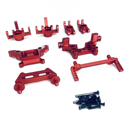 Upgrade Aluminum Alloy Spare Parts Full Set RC Car Accessories Fitting for Hyper Go H16BM H16GT H16DR MJX 1/16 JC16EP Brushless High Speed Trucks (RED,8PCs Set) - size: 8PCs set
