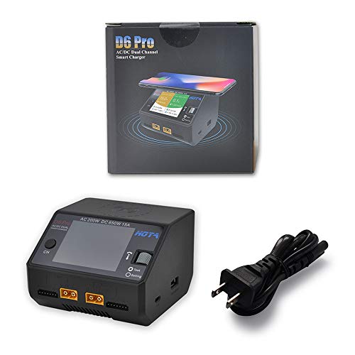 HOTA D6 Pro Lipo Balance Charger Powerful Duo Smart Charger/Discharger Dual Channel AC200W 100-240V DC650W 15A for Lipo LiIon LiHV NiMH Battery with IPS Screen(Black Color)