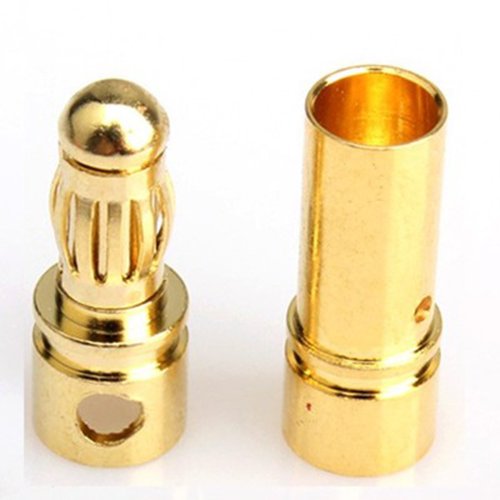 6Pack 7.87" 14AWG 3.5mm Gold Bullet Connector 3.5 Banana Plug Extension Cable Male Female Wire & 20 Pairs 3.5mm Male & Female Gold Banana Plug Bullet Connector Plug