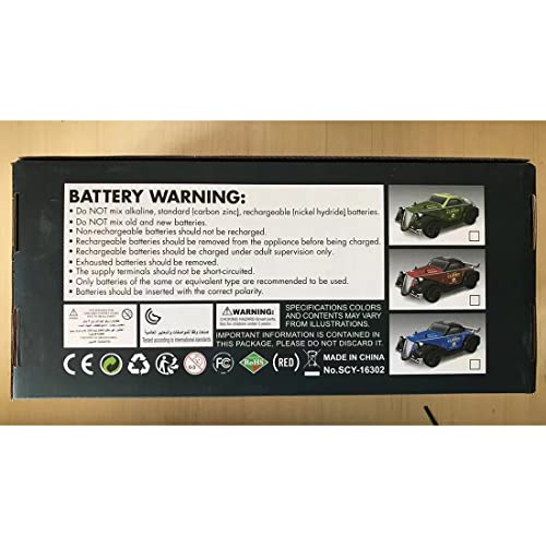 1/16 Scale 4WD Retro RC Drift Car with 35km/h Speed, 390 Motor, IPX4 Waterproof, LED Headlights, 2.4GHz Full Proportional Control Great Gift for Adults-Army Green - color: Army Green