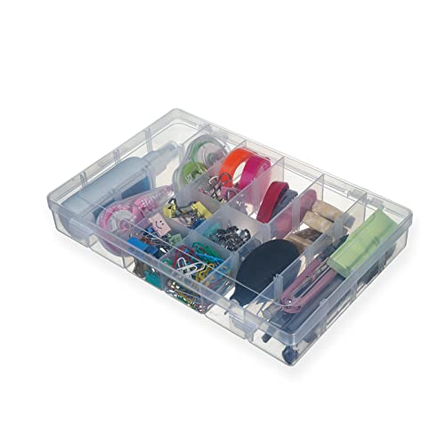 2 Pack 24 Grids Plastic Small Crafts Storage Boxes with Adjustable Dividers (10.5" × 6.7" x 1.57") - size: 24 Grid