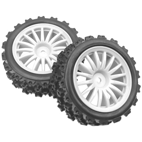 4Pack Vgoohobby OD2.83in 1/10 On Road Rubber Tires w/Nylon Wheel Rims 12mm Hex Compatible with HSP HPI Redcat Tamiya Traxxas 1/10 RC On Road Racing Touring Car (White) - color: White