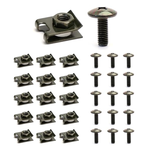 Minho 15Pcs U-Shaped Fasteners with M6 Screw Hole in Carbon Steel Material Applied to Car Hood Fenders Bumper License Plat.15Pcs U Tape Nut Clip Set - style: M6 Screw+U Tape Clips 15PCS