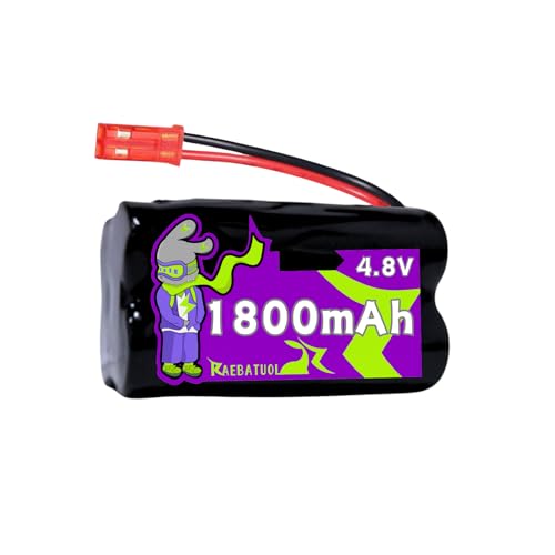 4.8V 1800mAh Ni-Cd 2+2 Square Sharp Rechargeable Battery with JST Plug(red),Fit for Toy Car Boat Plane Sharver etc. with Charger (4*AA)