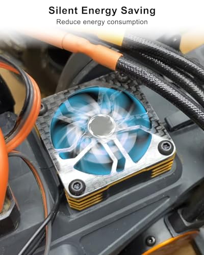16000RPM RC Motor Cooling Fan Fit for 1:6 1:5 Scale RC Car Turck | 8.5V 40mm Aluminum Heatsink Fans 40mm 50mm Diameter, Silver Black, 2Pcs
