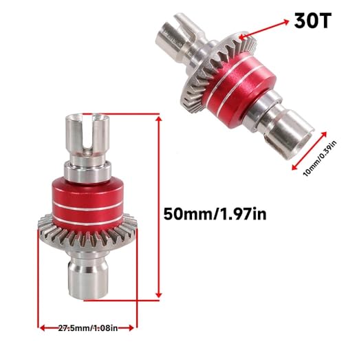 COMODO Metal Differential Gear Set for 1/16 1/14 RC Cars – Front & Rear Replacement Drivetrain Parts Compatible with Models(Silver) - color: Silver
