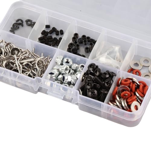340PCS RC Screw Kit, Nuts Bolts Washers Hardware Fasteners for HSP 1/10 RC Car, High Strength Metal Material with Reusable Plastic Container, Durable RC Accessories for RC Car Repa