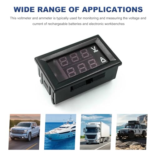 2 PCS 0.28" Digital Voltmeter Ammeter, DC 0-100V 10A Amp Volt Meter Gauge with Connect Wires, Mini Dual LED Display Panel Current Voltage Monitor Tester for EV Cars Boats