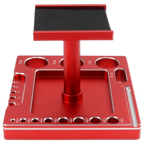RC Car Work Stand 360 Degree Rotation Repair Workstation Stand Kit Compatible with Traxxas TRX4M Axial SCX24 FMS FCX24 Wltoys 1/18 1/24 Scale RC Car (Red) - color: Red