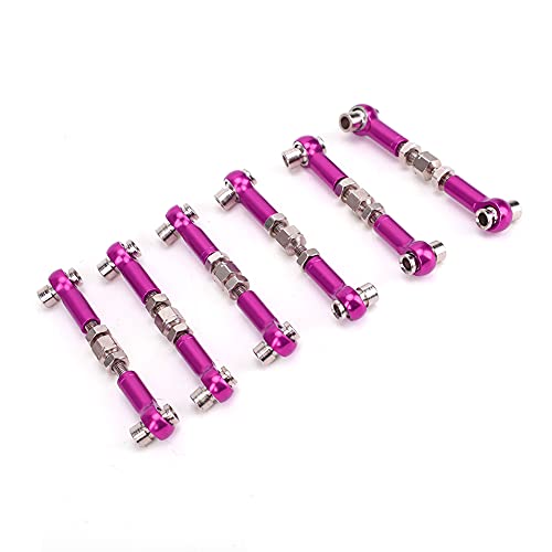 Srliya RC Tie Rod Set Servo Linkage Steering Linkage Turnbuckle Rod 6 Pcs Adjustable Aluminum Alloy 47-57mm Easy Install with 5 Color Options for 1/12 1/10 RC Drift Car Truck Buggy (Purple) - color: Purple