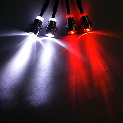 RC Truck Car Led Light Kit,WONFAST LED RC Car 4Led Lamp Set 2 White Headlights 2 Red Taillight Compatible with 1/10 1/8 Truck Rc Car Tank Hsp Tamiya D3 Rc Car Accessories - color: 4 Led