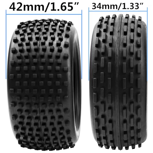 4Pcs HIRCQOO OD 88mm/3.46" Front Rear Rubber Tire Tyre & Plastic Wheel Rims 12mm Hex Compatible with Redcat Shockwave HPI HSP ExceedRC Kyosho 1/10 Scale Off Road Buggy (Black) - color: Black