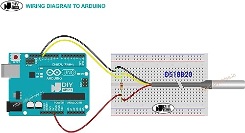 DS18B20 Temperature Sensor with 4.7kΩ Resistor, Waterproof Digital Thermometer for Arduino, ESP32, Raspberry Pi, 2 Pieces - size: Without Adapter