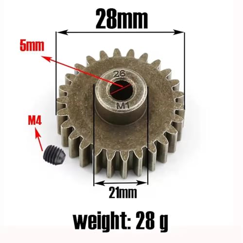 Compatible with TRAXXAS for Maxx for Hoss RC Car Spare Parts Accessories 26T Motor Gear Pinion Gear 1.0M 5mm 6497 RC Assortment
