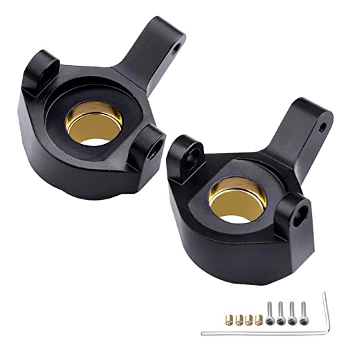 Hobbypark Brass Steering Knuckles Carriers and Brass Extended 7mm Wheel Hex Hubs Adapters for Axial SCX24 Upgrades Parts 1/24 RC Crawler Car (Black-Gold) - color: Black-gold