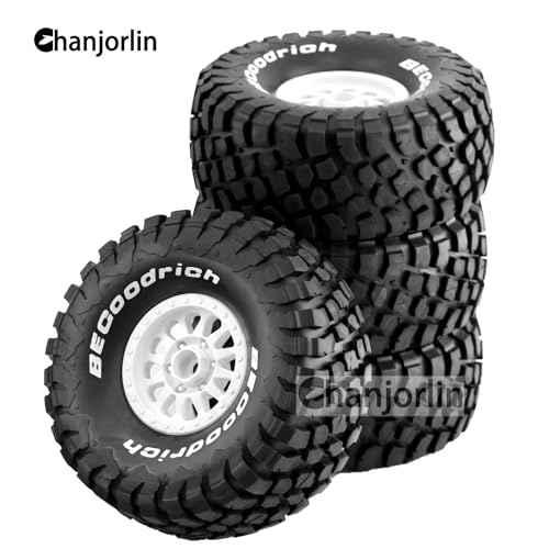 1/7 RC Short Course Truck Tires and Wheels 17mm Hex OD 5.43" 1/8 All Terrain Off Road Tyres with Foam Insert for 1:7 RC Buggy Monster Truck Car TRAXXAS UDR 85086-4 4PCS (White) - color: White