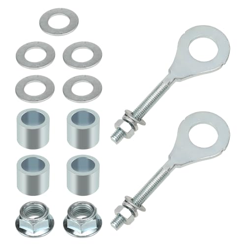 14mm 325mm Mini Bike Rear Axle + 225mm Front Axle Kit for CT200U | 14mm Rear and Front Axle Kit Compatible with Coleman CT200U Minibike 196CC 200CC 6.5HP Engine Parts 15mm Chain Adjuster - color: silver