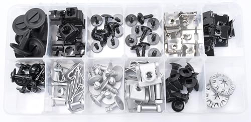 120pcs fits Audi Porsche VW & Skoda Engine Cover Pan Protection Fastener Screw Nut Clip Assortment Fender, Bumper, Radiator Support & Splash Shield Retainer Kit