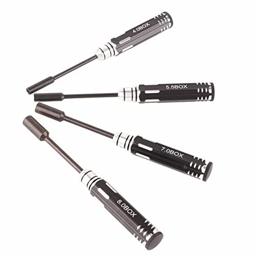 RC Metal Hex NUT Driver Set,4Pcs RC Metal Hex NUT Key Socket Screw Driver Wrench Accessories 4.0MM, 5.5MM, 7.0MM, 8.0MM for RC Cars Model Airplanes 