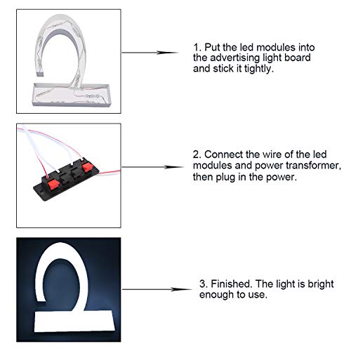Lulin 100PCS Waterproof Super Bright Led Strip Lights White, 46FT DC12V 3 LED Module for Letter Sign Advertising Sign with Tape Adhesive Backside - size: 1.5W-100PCS