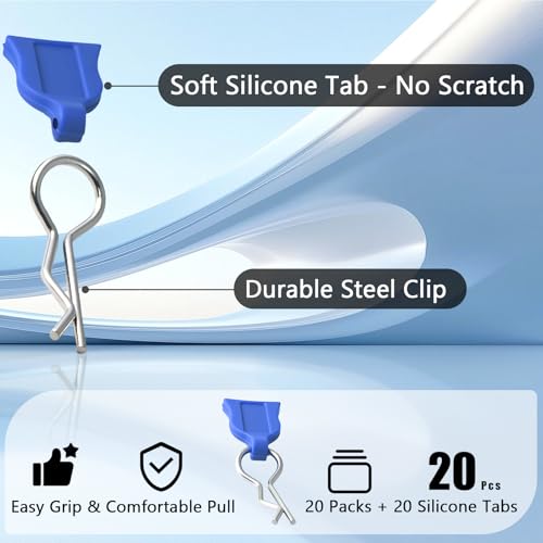 RC Body Clips with Pull Tabs, 1.2mm Stainless Steel R Clips Body Pins for 1/10 1/12 RC Cars, Trucks, Crawlers, Buggy & Touring Cars, Compatible with Traxxas Axial Arrma Redcat HPI HSP Himoto, 20-Pack - color: Blue