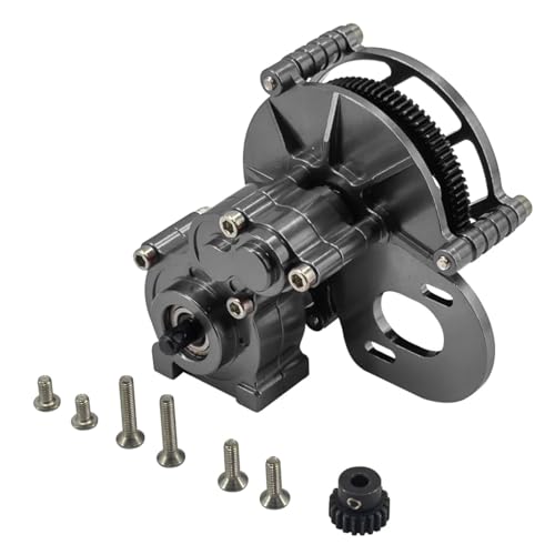 RC Car Parts for Axial for Scx10 Ii 2 1/10 Rc Crawler Car Transmission Speed Gearbox Set Kit with Metal Gear Upgrades Parts Accessories(Metallic) - color: Metallic