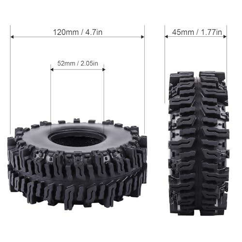 HobbyPark RC 1.9 Mud Slingers Tires 4.7inch 120mm Height for RC4WD Axial SCX10 TRX4 Redcat Gen 8 1/10 RC Crawler Good Grip w/Foam (4 Pack)