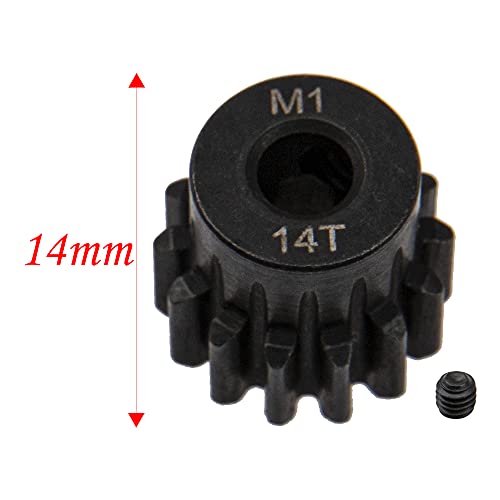 ShareGoo Mod 1 Hardened Steel M1 Pinion Gear Sets 11T 12T 13T 14T fit 5mm RC Motor Shaft Compatible with Arrma Traxxas Axial HSP Redcat Losi 1/8 1/10 Scale RC Car Truck Buggy