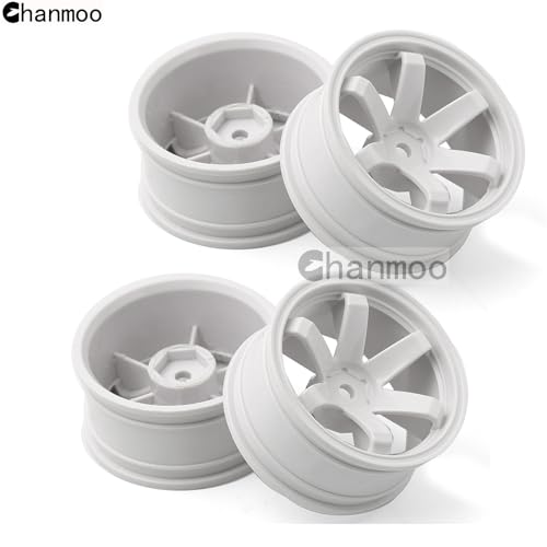 1/10 RC Rally Racing Wheels 12mm Hex Hard Plastic On Road Hubs Rims for 1:10 Scale Drift Car Tires Tamiya TT01 TT02 XV01 A959 PTG2 144001 HPI KYOSHO HSP PTG2 Touring Street Tyres 4PCS (Black) - color: Black