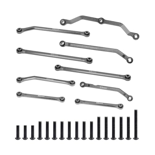 High Clearance Links Set Aluminum Steering Linkage for TRX4M Upgrades Parts 1/18 RC Crawler Car-Navy Blue - color: Titanium
