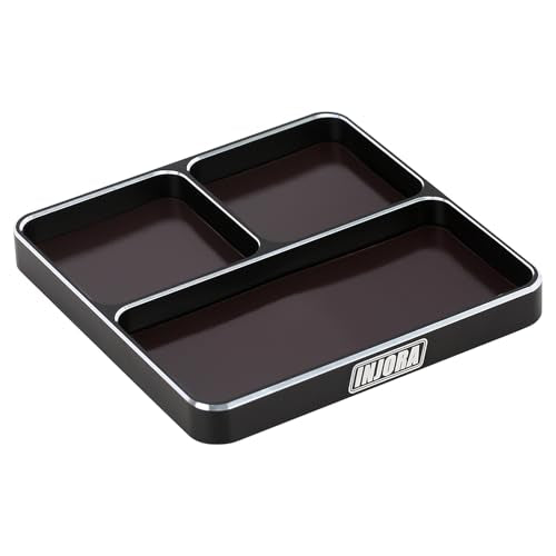 INJORA Screw Tray Nut Gasket Storage Tool for RC Car Boat Airplane Models,CNC Aluminium(Black) - color: Black