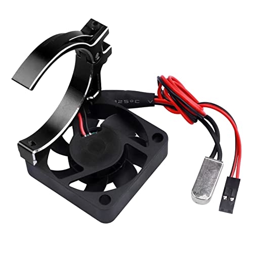 Aluminum Heat Sink with Thermal-Controlled 40mm Cooling Fan for 42mm Brushless Motors – Compatible with 4268 4274 Traxxas Arrma 1/8 & 1/10 Scale RC Cars(Black) - color: Black