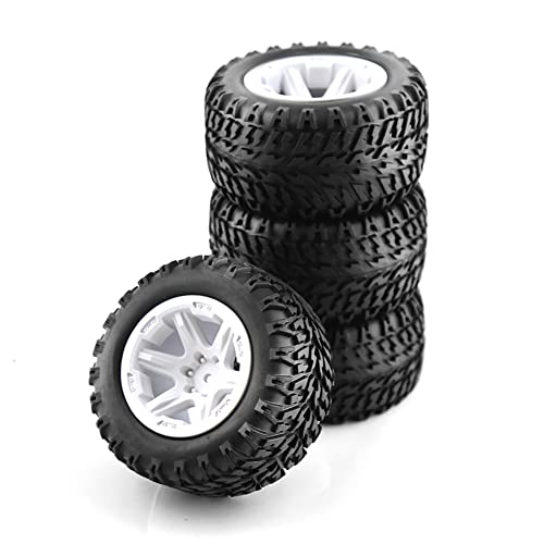 4PCS RC Truck Tires Set 12mm Hex Hub Plastic Wheel Rim Compatible with 1/12 LOSI LMT 4WD Solid Axle Monster Truck 1/12 1/14 1/16 TRAXXA,REDCAT RC Racing Truck - color: White 2