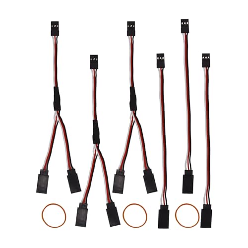 JST Y Splitter and Extension Cable Kit, 3pcs 1 Male to 2 Female RC Servo Y Harness + 3pcs JST to JR Futaba Extension Leads, 3 Pin 15cm Servo Connector Wires for RC Airplanes Cars Helicopters, 6pcs