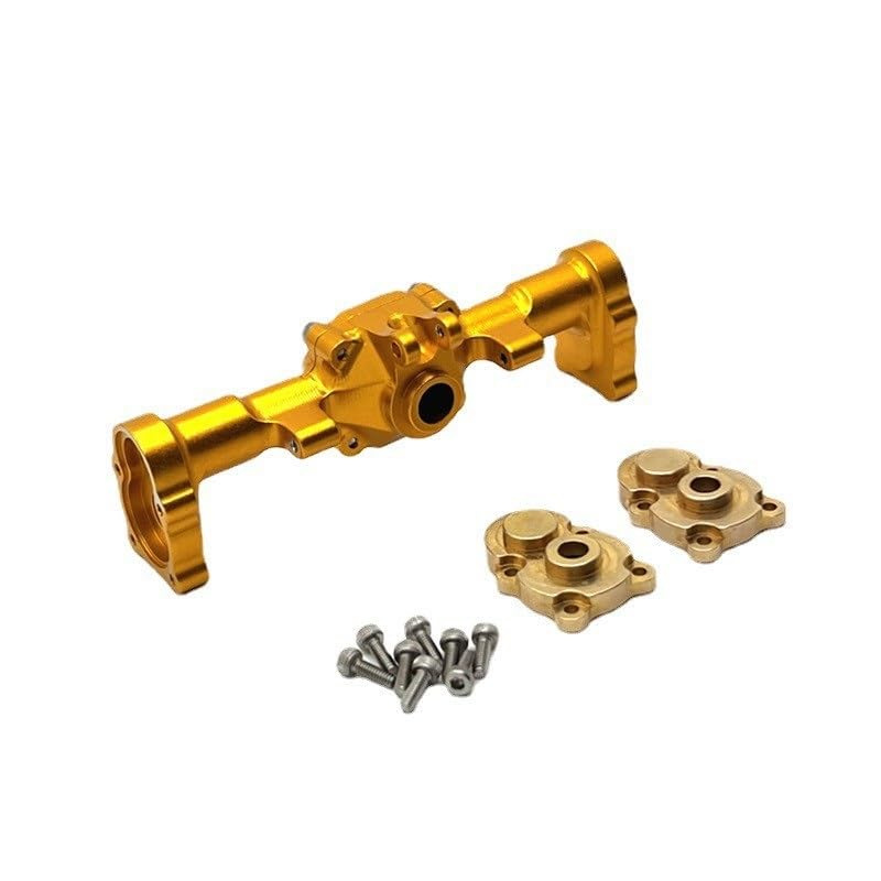 1/24 for FMS FCX24 Metal Front and Rear Portal Axle Housing Brass Steering Knuckle RC Crawler Car Upgrades Parts(Yellow) - color: Yellow