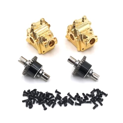 Metal Gearbox Differential Front Rear Upgrade Compatible with RC Car Models 144010 144001 144002 124016 127017 124018 124019(Yellow) - color: Yellow