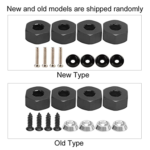 Bnineteenteam 4 Pcs RC Wheel Hex Hub, 5mm to 12mm Combiner Wheel Hub Hex Adapter for D12 1/10 RC Car (Black BL)