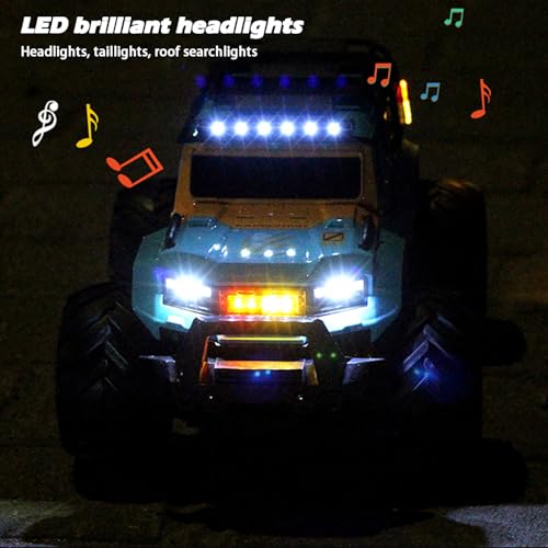 Amphibious Remote Control Car Waterproof Monster RC Cars 4WD All Terrain Off-Road Stunt Vehicle Toys with 2.4 GHz LED Lights for 6 7 8 9 10 11 12+ Year Old Kids Boys Girls Gifts Presents (Blue) - color: Blue