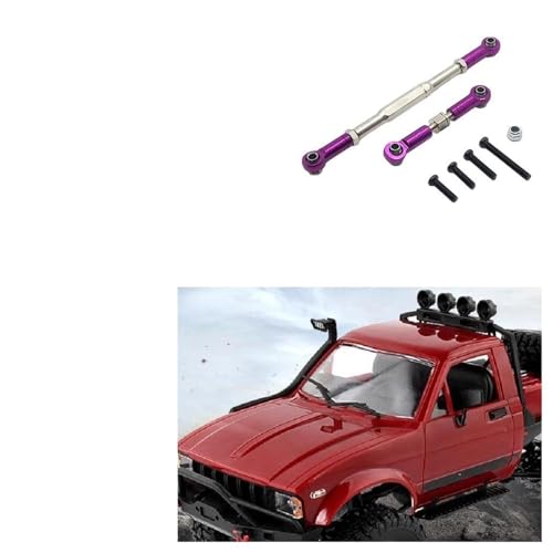Front Rear Drive Shaft for WPL C14 B1 B14 B16 B24 B26 Steering Tie Rod Set for 1/16 rc Car Crawler Part 2pcs Metal Linkage Servo Link(Purple) - color: Purple