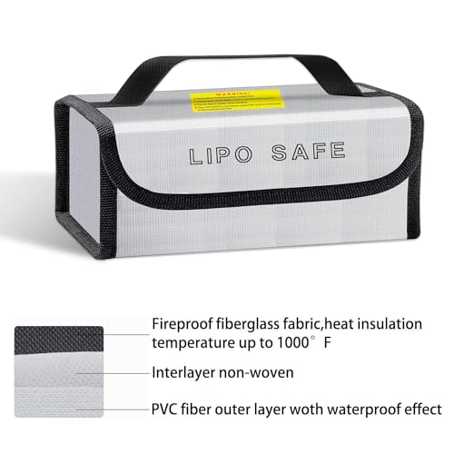 2PCS 230 * 80 * 100mm Lipo Safe Bag for Lipo Battery Pack Storage Charging Transport, Home Office Travel Fireproof Safe Storage Pouch - size: 230*80*100mm