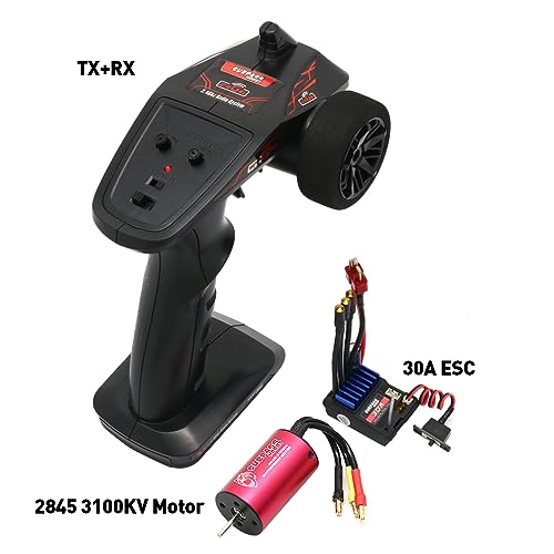 2.4G CH2 RC Transmitter and Receiver Waterproof RC Remote and Receiver 30A Esc 2 in 1 Comb Set for RC Car Boat - color: Black-1