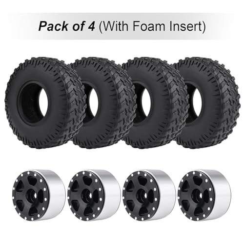 HobbyPark 1.0 Beadlock Wheels for TRX4M AX24 SCX24 FCX24 Enduro24 1/18 1/24 RC Crawler Car (Style A with Tires) - style: Style A with Tires