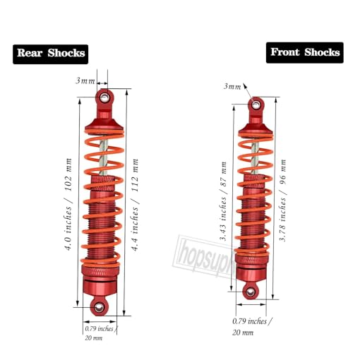 hosupRC Upgrades for 1/10 Rustler/Stampede/Slash 4WD,Drive Shaft CVD&RC Shock&Turnbuckles Camber Links&A Arm&Caster Block,Steering Blocks,Rear Stub Axle Carriers&Steering Bellcranks&Hex Hub,Red - color: Red/D9-Set