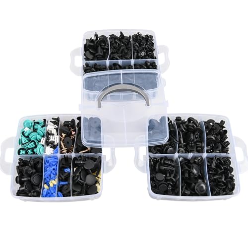 GOOACC 900Pcs Plastic Rivets and Auto Body Fasteners Assortment | 24 Popular Sizes Nylon Bumper Clips With 10 Cable Ties For GM Ford Chrysler Toyota Honda Nissan Mazda Chevy Jeep