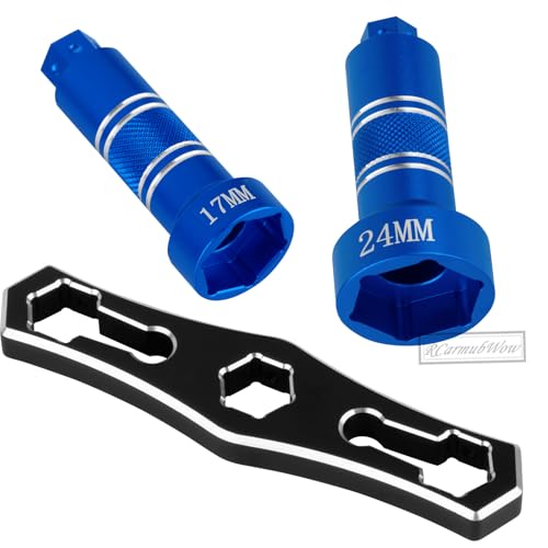 RC Interchangeable 17mm & 24mm Upgrades Part for 1/6 1/8 1/10 Scale RC Car Trucks Crawler Buggy,Spanner Repair Tool,Navy Blue - color: Navy Blue(1set)