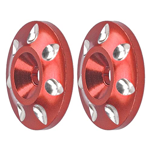 ShareGoo 2Pack Universal RC Metal Rear Wing Buttons Gasket Fixed Rear Tail Wing Washer for 1/10 1/8 RC Off Road Short Truck Buggy Racing Car (Red)